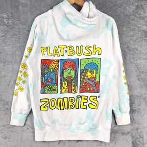 Flatbush Zombies Hoodie Mens Medium White Tie Dye Peecaso Pullover Glorious Dead